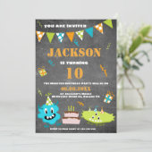 マンガブルーグリーンモンスタカスタムー文字誕生日 招待状 (スタンド正面)