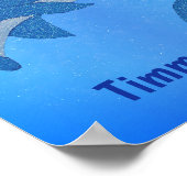 マンガブルージャンピングドルフィンリボン子供の誕生日 ポスター (角)