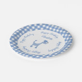 マンガブループードルポッシュポーズギンガム誕生日 ペーパープレート (アングル)