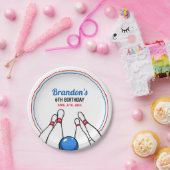 マンガブルー&レッドボーリングキッズ6誕生日 ペーパープレート (パーティー)