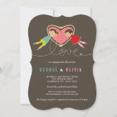 マンガボーイガールラブ婚約シャワー招待状 招待状 (正面)