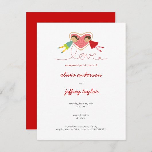 マンガボーイハートガールラブ招待状はがき インビテーションポストカード (正面/裏面)