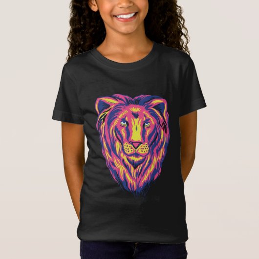 マンガライオン顔デザインイラストレーション Tシャツ (正面)