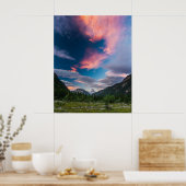マンガルト山の上の驚くべき夕日の雲 ポスター (キッチン)