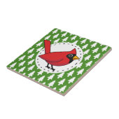 マンガレッド（鳥）ショウジョウコウカンチョウオングリーンホワイトパインズパターン タイル (側面)