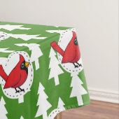 マンガレッド（鳥）ショウジョウコウカンチョウオングリーンホワイトパインズパターン テーブルクロス (インサイチュ)