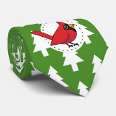 マンガレッド（鳥）ショウジョウコウカンチョウオングリーンホワイトパインズパターン ネクタイ (ロール)