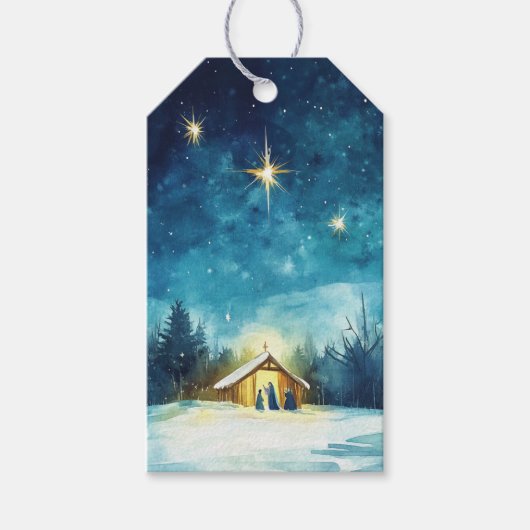 マンガーの上のクリスマススター ギフトタグ (正面)