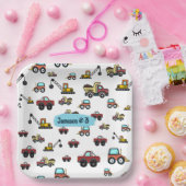 マンガートラック車クレーン車名誕生日 ペーパープレート (パーティー)