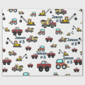 マンガートラック車クレーン車名誕生日 ラッピングペーパー (フラット)