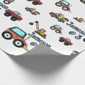 マンガートラック車クレーン車名誕生日 ラッピングペーパー (角)