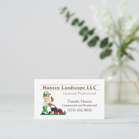 マンガートローンモーイングガイ造園ヤードサービス 名刺 (スタンド正面)