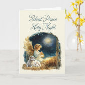 マンガーピース静かの聖夜のクリスマス カード (黄色い花)