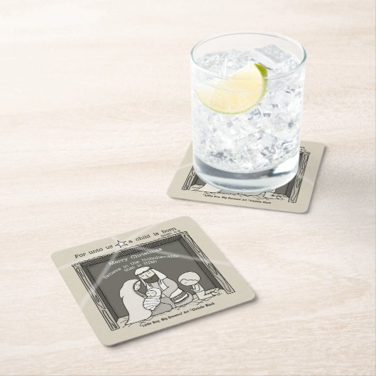 マンガー・メリー・クリスマスのリトル・ボーイ スクエアペーパーコースター (インサイチュ)