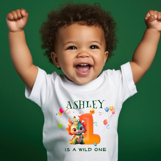 マンガ中国のー恐竜ドラゴン年1歳 ベビーTシャツ