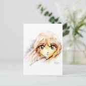 マンガ女の子スケッチ大きな目かわいいかわいい ポストカード (スタンド正面)