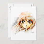 マンガ女の子スケッチ大きな目かわいいかわいい ポストカード (正面/裏面)