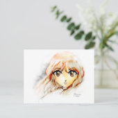 マンガ女の子スケッチ大きな目かわいいかわいい ポストカード (スタンド正面)