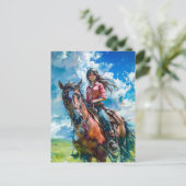 マンガ女性のカーボーイアルパインエスケープ ポストカード (スタンド正面)