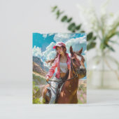 マンガ女性のカーボーイアルパインエスケープ ポストカード (スタンド正面)