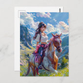 マンガ女性のカーボーイインアルパインパラダイス ポストカード (正面/裏面)