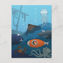 マンガ少年サブマリン海中動物サンゴ世界 ポストカード