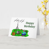 マンガ屋外ハムオペレーター誕生日カード カード (黄色い花)