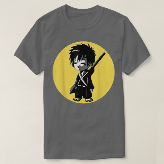 マンガ日本のアニメ侍の戦士ボーイイエロースー Tシャツ (デザイン正面)