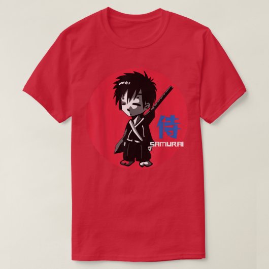 マンガ日本のアニメ侍の戦士ボーイレッドサン Tシャツ (デザイン正面)