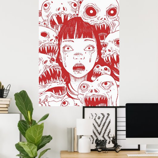 マンガ日本のスタイルアジアンガールイラストレーションポステ ポスター (ホームオフィス)