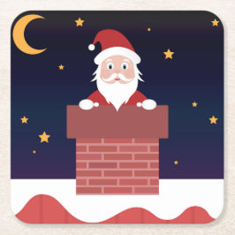 マンガ来ーのサンタからクリスマスナイト スクエアペーパーコースター