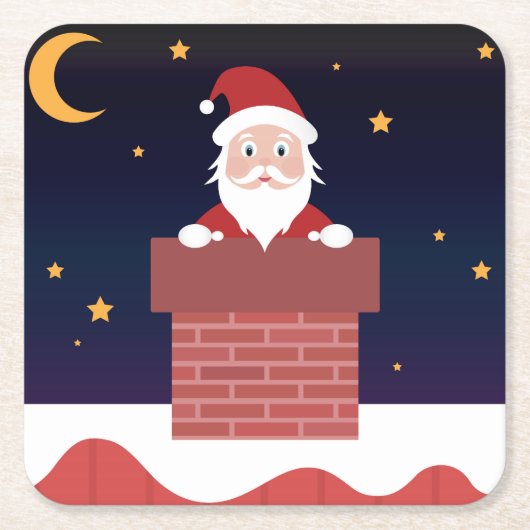 マンガ来ーのサンタからクリスマスナイト スクエアペーパーコースター (正面)