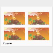 マンガ火山の噴火 長方形シール (シート)