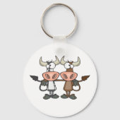 マンガ牛2頭 キーホルダー (正面)