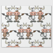 マンガ牛2頭 ラッピングペーパー (フラット)