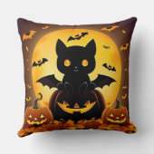 マンガ猫こうもりと満月のカボチャ クッション (裏面)