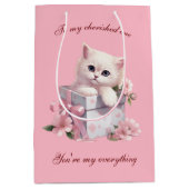 マンガ猫デザイン抱き枕猫好き ミディアムペーパーバッグ (正面)