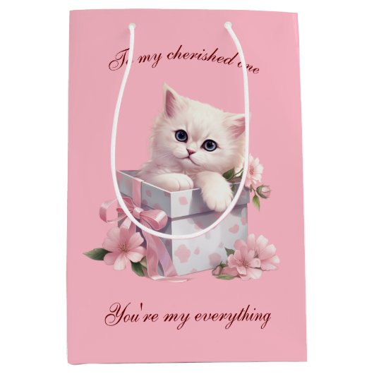 マンガ猫デザイン抱き枕猫好き ミディアムペーパーバッグ (正面)