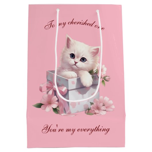 マンガ猫デザイン抱き枕猫好き ミディアムペーパーバッグ (裏面)