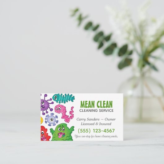 マンガ生殖デザインハウスクリーニングサービス 名刺 (スタンド正面)