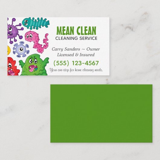マンガ生殖デザインハウスクリーニングサービス 名刺 (正面/裏面)
