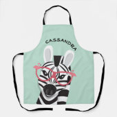 マンガ白黒ゼブラフラミンゴサングラス名 エプロン (正面)