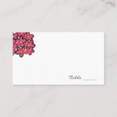 マンガ結婚ーのカップル新郎新婦明るい赤紫色ハート プレイスカード (裏面)