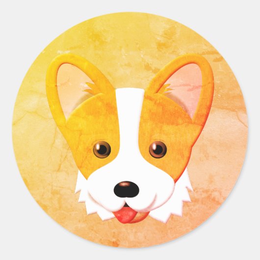 マンガ絵画ーCorgi ラウンドシール (正面)