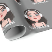 マンガ誕生日ガールとヘッドフォン ラッピングペーパー (ロールコーナー)