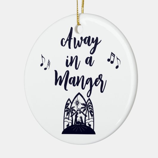 マンガ遠くにー・クリスマス・ミニマルタイポグラフィで セラミックオーナメント (左)