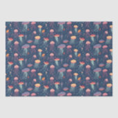 マンガ風クラゲ海生活繰り返し模様 薄葉紙 (正面)