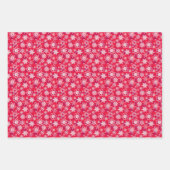 マンガ風ピンクの赤と茶色のクリスマスモチーフ ラッピングペーパーシート (正面3)