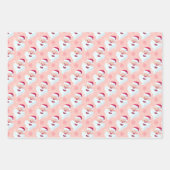 マンガ風ピンクの赤と茶色のクリスマスモチーフ ラッピングペーパーシート (正面)