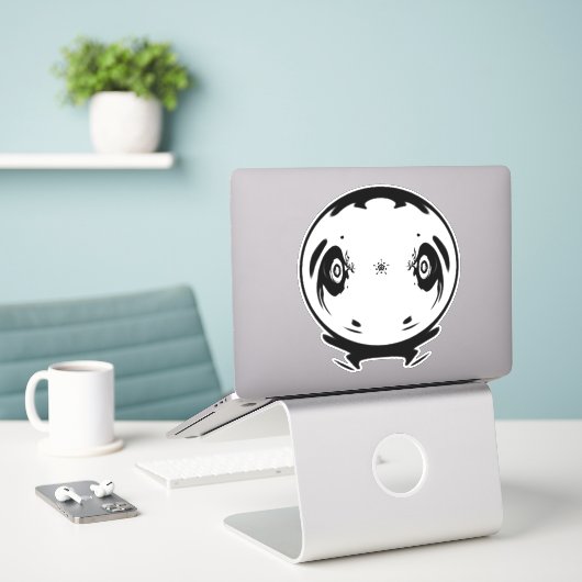 マンガ風変わりキッド シール (デスク上のノートパソコン)